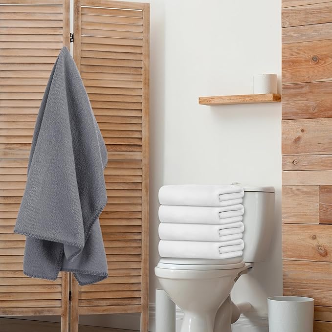 JML Microfiber Towels, Bath Towel Sets (6 Pack, 27" x 55") - Extra Absorbent, Fast Drying, Multipurpose for Bath, Swimming, Fitness, Sports, Yoga, Violet/Coffee/Blue-StrideForce Fitness