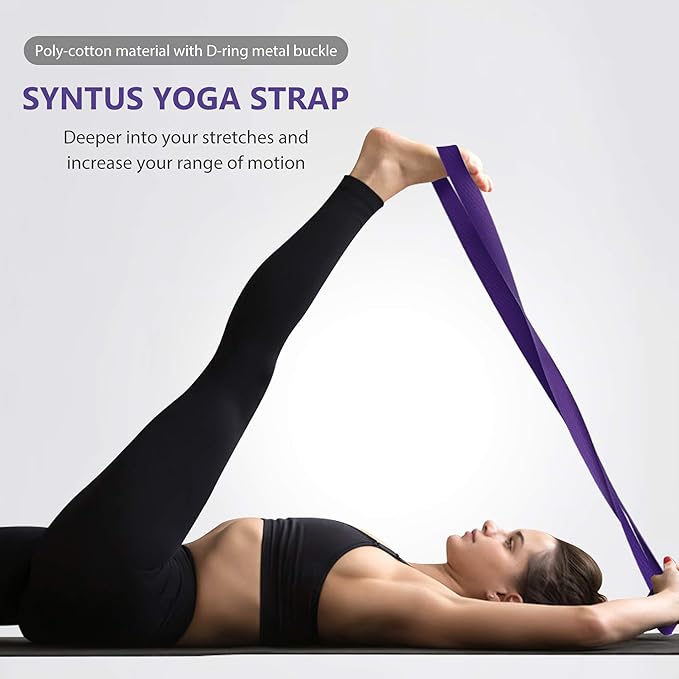 Syntus Yoga Block and Yoga Strap Set, 2 Soft Non-Slip Yoga Blocks 9×6×4 inches, 8FT Metal D-Ring Strap for Yoga, General Fitness, Pilates, Stretching and Toning-StrideForce Fitness
