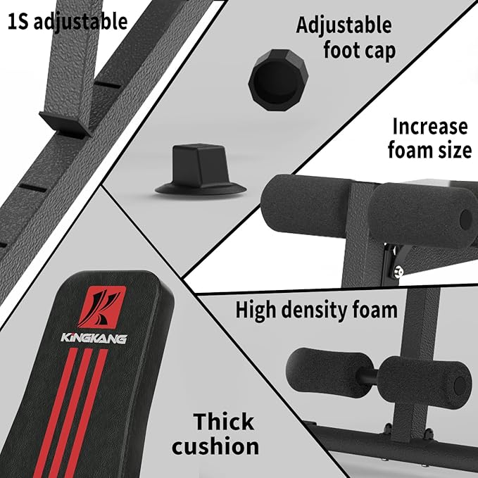 K KiNGKANG Adjustable Weight Bench 800LBS Load, 1 Second 9 Angles