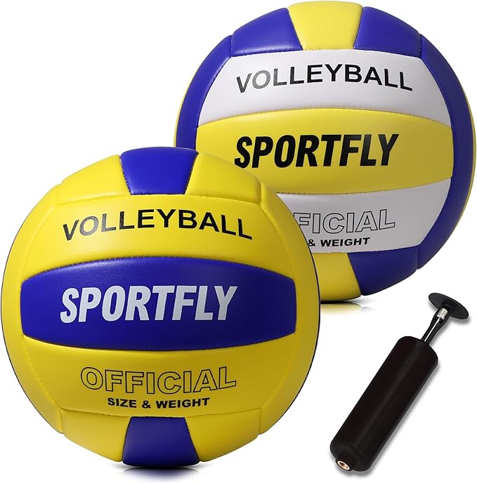 Official Size 5 Volleyball, Soft Indoor Outdoor Volleyball for Game Gym Training Beach Play, 2 Pcs Per Pack with Pump Kit-StrideForce Fitness