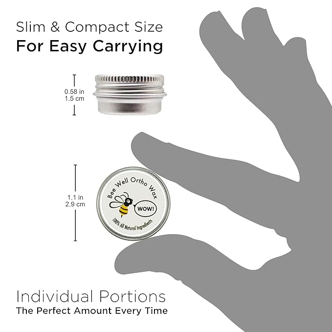 Numbing Braces Wax - All Natural & Made in the USA | 2-in-1 Soothes & Protects | Clove Oil Numbs Pain & Beeswax Shields Sensitive Tissue | 2 Aluminum Jars | 60 Total Pieces of Wax for Braces Relief