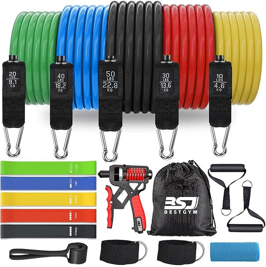 Resistance Bands,Exercise Bands,Resistance Bands for Working Out with Handles for Men and Women,Workout Bands with Door Anchor and Ankle,Strength Training Home Gym Equipment-StrideForce Fitness