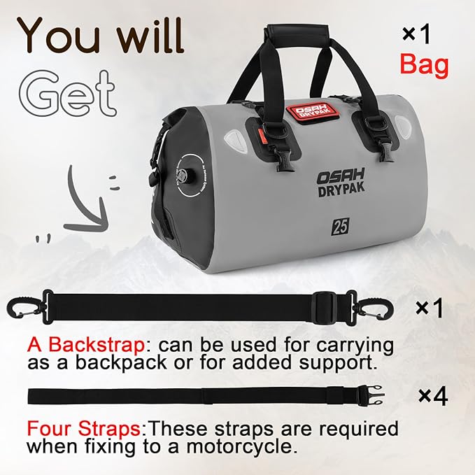 Waterproof Duffel Bag - Motorcycle Dry Bag Tail Bag with Large Storage Space, Waterproof Luggage Duffle Bags with Outer Mesh Zipper Pocket for Camping, Kayaking, Fishing & Traveling-StrideForce Fitness