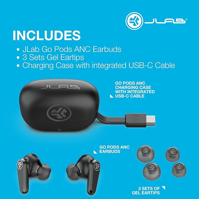 JLab Go Pods ANC True Wireless Bluetooth Earbuds & Charging Case, Hybrid Active Noise canceling + Be Aware for Safe Listening, 26+ Hours Total Playtime, Clear Calls, Custom Sound via App, Lilac-StrideForce Fitness