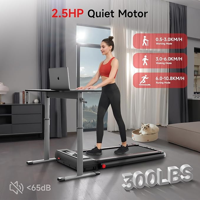 RHYTHM FUN Incline Foldable Treadmill, Walking Pad Treadmill with Incline, 300 lbs Portable Treadmills with Handles for Home Office Use, Under Desk Compact Walking Pad-StrideForce Fitness