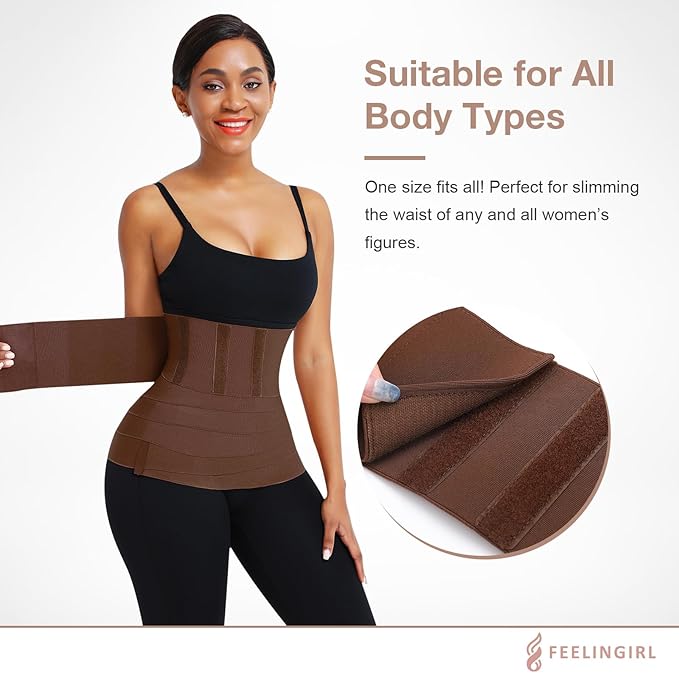 FeelinGirl Waist Trainer for Women Trimmer Belt Waist Cincher Tummy Wrap Plus Size Snatch Me Up Bandage Body Shaper-StrideForce Fitness