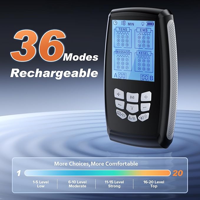 TENS Unit Muscle Stimulator and EMS Pelvic Floor Muscle Exercise. Multifunctional Impulses to Pain Relief for Muscle,Joints and Muscle Strengthening Training.Specialized Storage Gift Box.(DJE2A0)