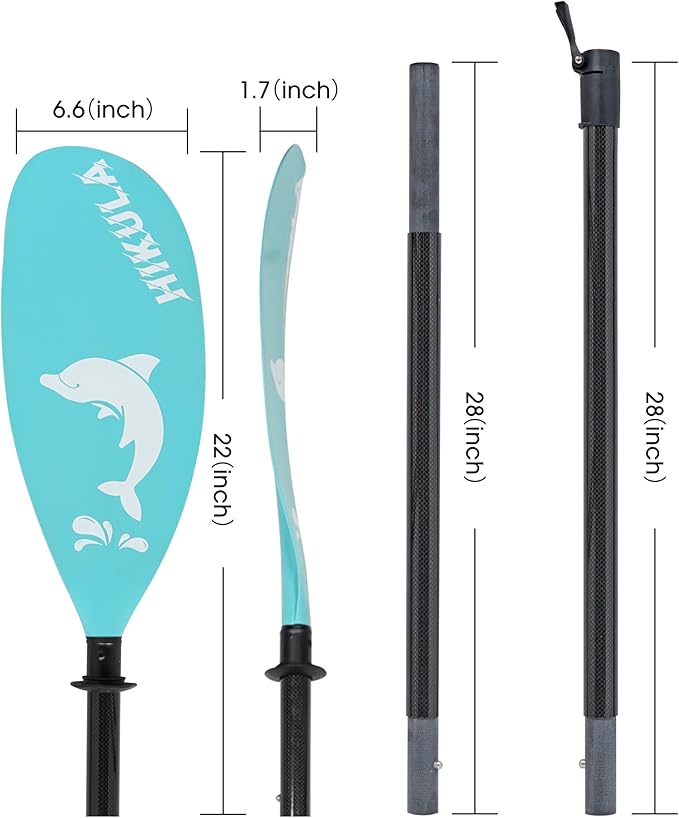 Adjustable Kayak Paddle with Carbon Shaft and PP Blade Available in 220-230/220-240/230-250cm Floating Lightweight Kayak Oars with Original Pattern-StrideForce Fitness
