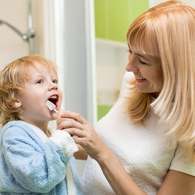 Tondiamo 100 Pcs Baby Tongue Cleaner Toothbrush Baby Oral Cleaner with 3 Pieces Finger Toothbrush for Newborn Mouth Oral Cleaning Infant for 0-36 Months