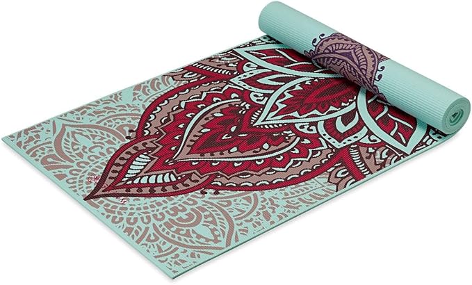 Gaiam Yoga Mat - Premium 6mm Print Reversible Extra Thick Non Slip Exercise & Fitness Mat for All Types of Yoga, Pilates & Floor Workouts (68" x 24" x 6mm Thick)-StrideForce Fitness