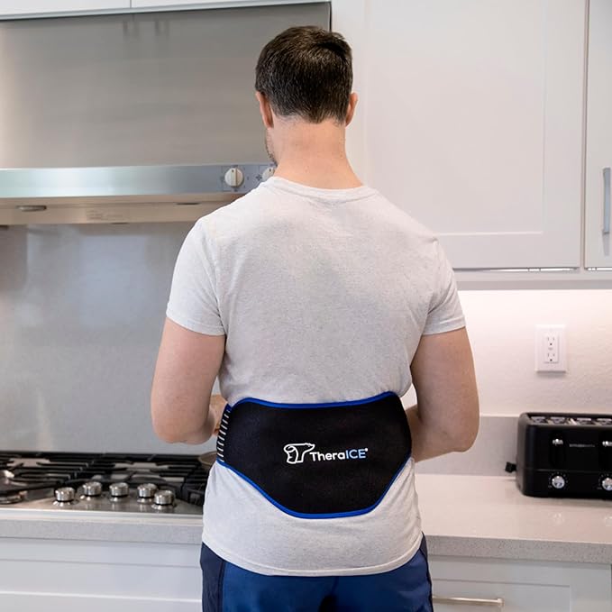 TheraICE Ice Pack for Back Brace for Lower Back Pain | 2 Hot or Cold Therapy Pain Relief Products for Sciatica, Herniated Disc., Lumbar Relief | 2 Heating Pads for Men or Women-StrideForce Fitness