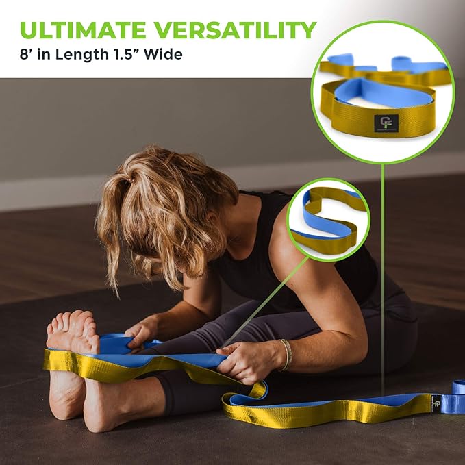 Gradient Fitness Stretching Strap for Physical Therapy 12 Multi-Loop 1.5" W 8' L,