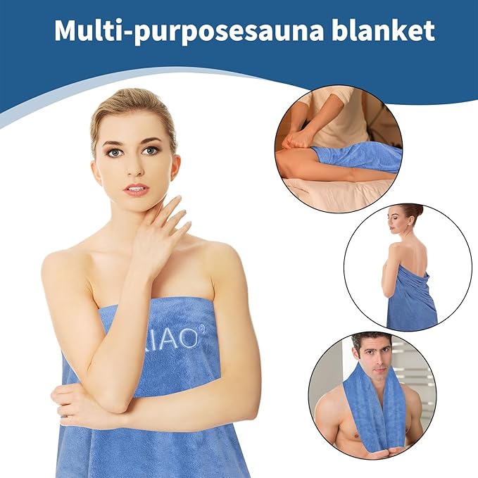 Infrared Sauna Blanket Towel Inserted 30" x 70" Reusable Machine Washable Insert Towel Easy Detoxification Simplifies Clean-Up Super Absorbent Perfect Companion for Infrared Sauna Blanket (Blue)-StrideForce Fitness