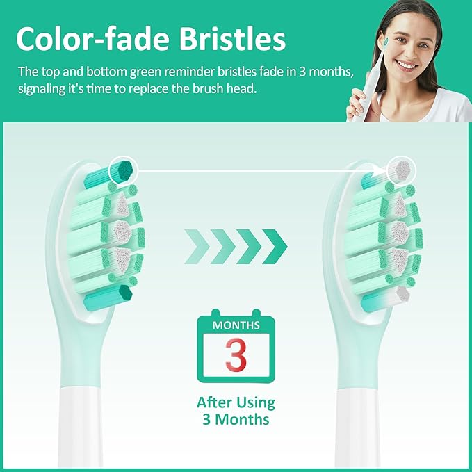 Replacement Toothbrush Heads Compatible with Philips Sonicare Electric Brush and More Click-on Handles 8 Pack Black