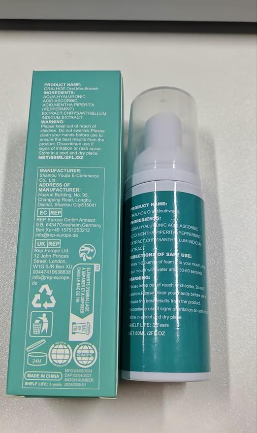 Teeth Total Care Mouthwash, Ultra-Fine Herbal Foam, Mint Taste, Repairs Teeth & Gums, Refreshes Breath, Solves Oral Problems (1pc) 60ml