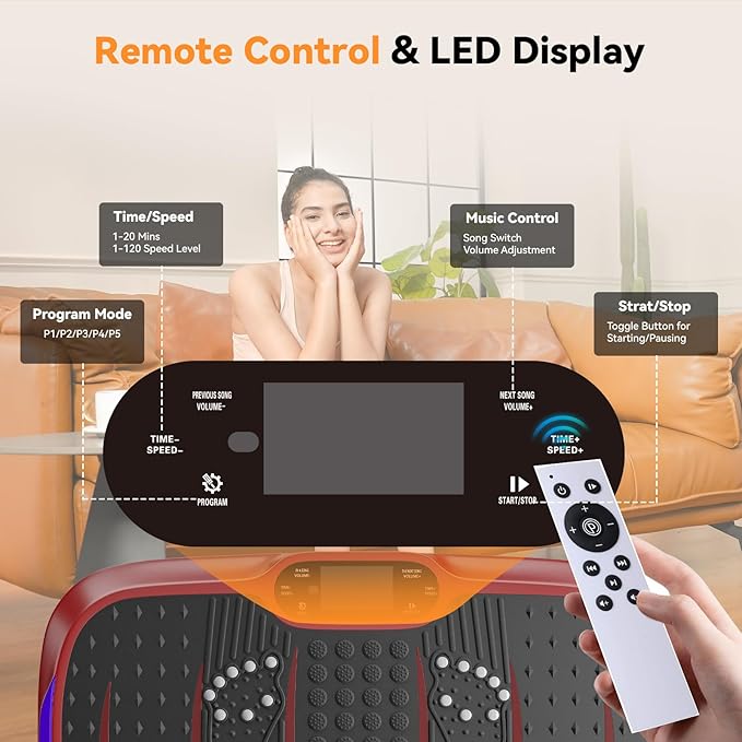 UCIN Vibration Plate Exercise Machine, Vibration Plate for Lymphatic Drainage, 330 Lbs Capacity Vibrating Plate for Weight Loss Home Fitness with Resistance Bands/Pilates Ball-StrideForce Fitness