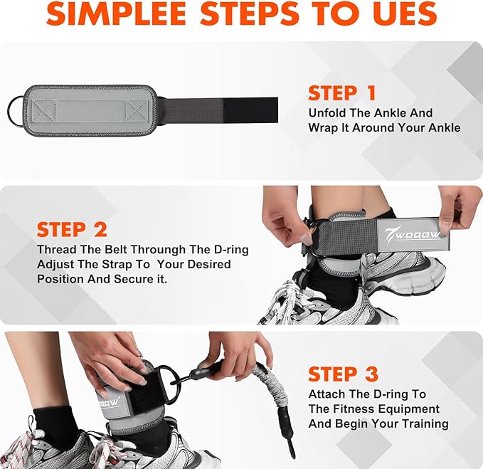 Ankle Resistance Bands with Cuffs, Ankle Bands for Working Out, Glutes Workout Equipment, Butt Exercise Equipment for Kickbacks Hip Fitness Training, Legs Resistance Bands for Women & Men