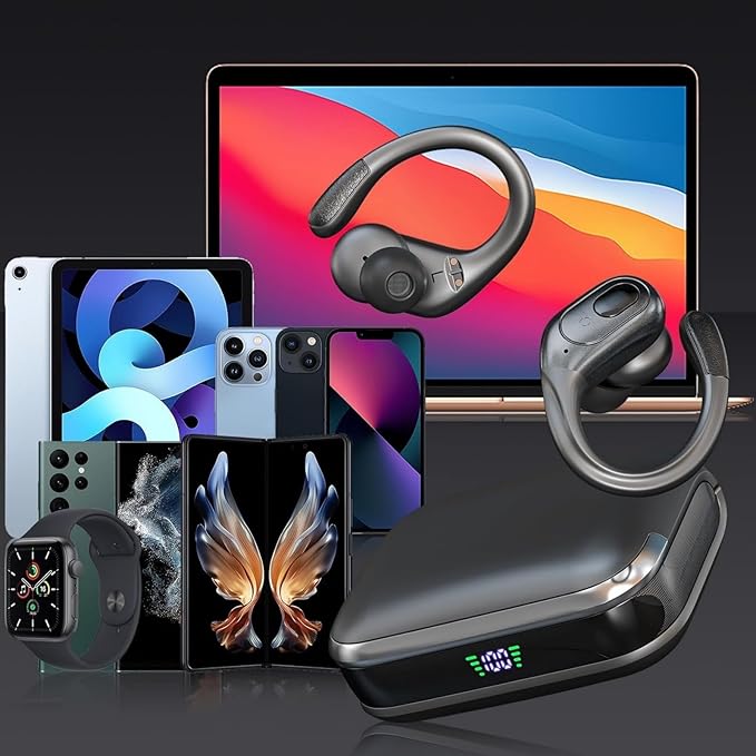 Wireless Earbuds Bluetooth 5.4 Headphones, Noise Canceling Ear Buds with 75hr Playtime, LED Power Display, IPX7 Waterproof Earphones Over-Ear Earphones for Sports/Workouts-StrideForce Fitness