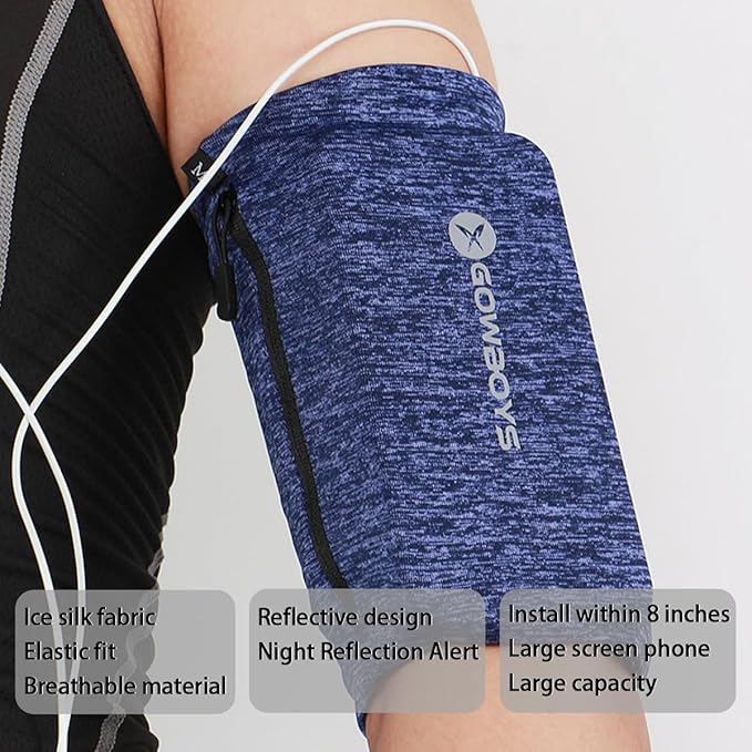 Running Phone Armband for Men Women,Universal Arm Bands for Phones Below 8 Inches,Waterproof Cell Phone Armband for Hiking,Running,Cycling,Climbing(Blue L)