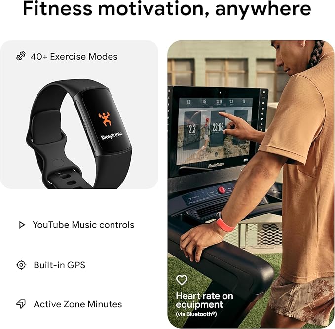 Fitbit Charge 6 Activity Tracker Heart Rate Monitoring 7-Day Battery,