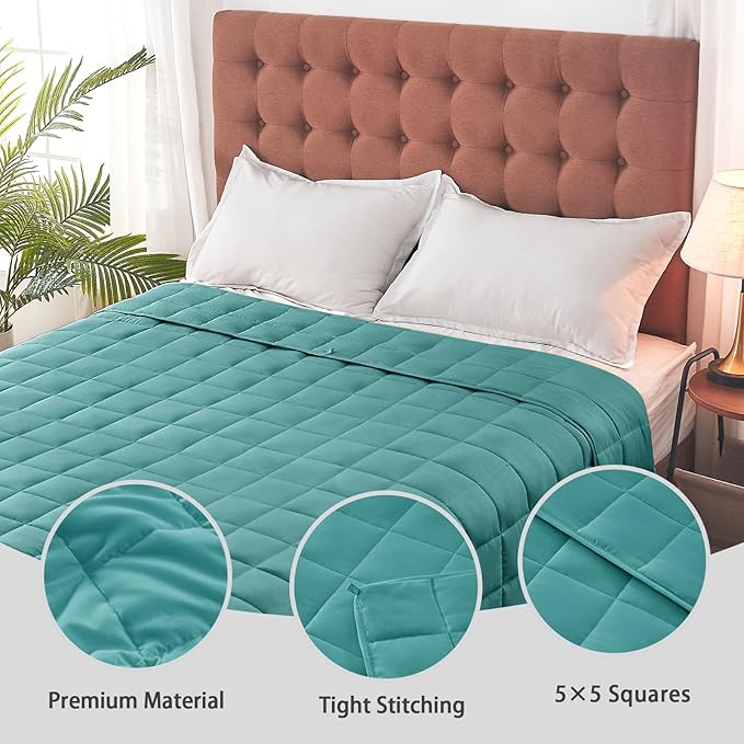 yescool Weighted Blanket for Adults (30 lbs, 88” x 104”, Teal) Cooling Heavy Blanket for Sleeping Perfect for 290-310 lbs, King Size Breathable Blanket with Premium Glass Bead-StrideForce Fitness