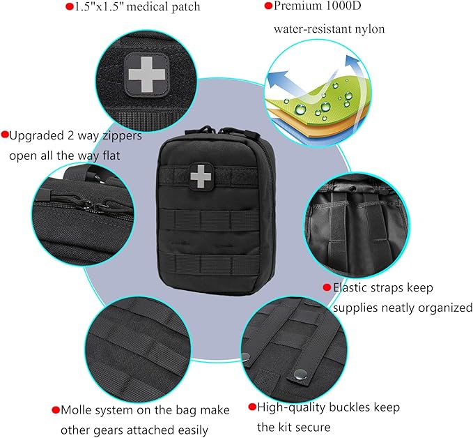 EMT Pouch MOLLE Ifak Pouch Tactical MOLLE Medical First Aid Kit Utility Pouch Carlebben (with Medical Supplies)-StrideForce Fitness