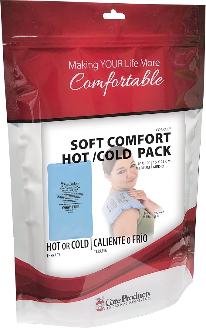Core Products Soft Comfort CorPak – Reusable Hot & Cold Therapy Pack, Ice Pack for Injuries, No-Frost Compress for Muscle, Back & Joint Pain Relief – 6" x 10", Made in USA-StrideForce Fitness
