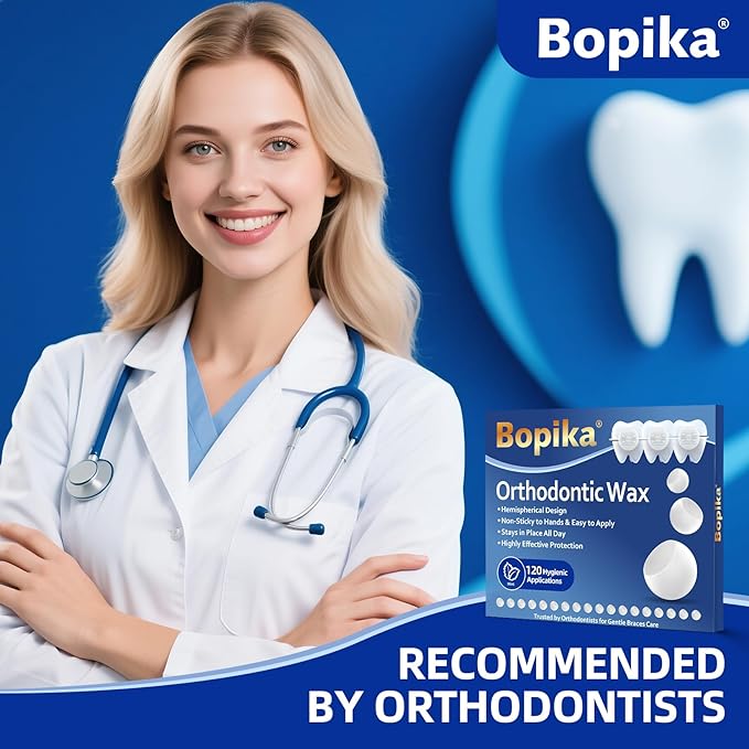Bopika Orthodontic Wax for Braces Wax Dots 120 Individually Wrapped, Mint Flavored Dental Wax for Comfort & Protection