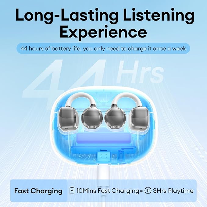 PAXA Bling Open Ear Clip On Earbuds with LED Display & Crystal Butterfly Earrings, Comfort Bluetooth 5.4 Wireless Ear Buds 50H Playtime for Women Girl Work, Fitness, Daily Wear, Gift, Silver-StrideForce Fitness