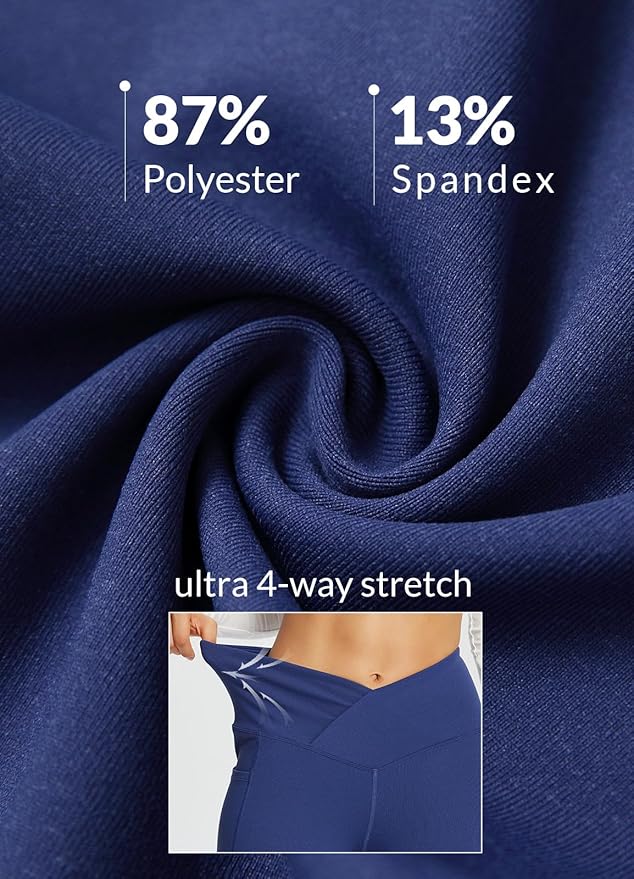 baleaf Women's V Crossover Flare Leggings with Pockets Yoga Pants High Waist Casual Workout Gym Bell Bottom Leggings-StrideForce Fitness