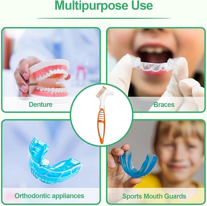 Denture Brush 6Pcs Denture Toothbrushes,Denture Cleaning Care Cleaning Brush,Double Sided Toothbrush for Denture Cleaning Care
