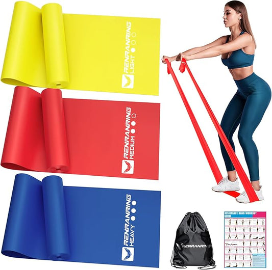Resistance Bands for Working Out, Exercise Bands for Physical Therapy, Stretch, Recovery, Pilates, Rehab, Strength Training and Yoga Starter Set-StrideForce Fitness