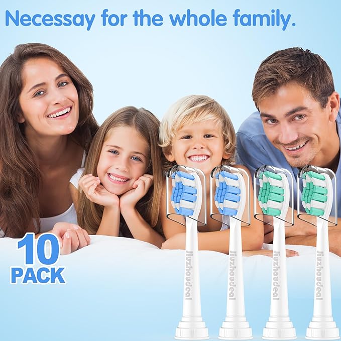 Replacement Toothbrush Heads Compatible with Philips Sonicare, Brush Heads for Sonicare C2 Plaque Control Protective Clean 4100 5100 6100 Electric Toothbrush White&Blue, 10-Pack