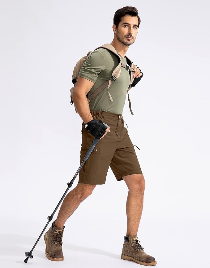 Pudolla Men's Hiking Cargo Shorts 9" Lightweight Outdoor Work Shorts for Men Travel Golf Camping Casual with 5 Zipper Pockets-StrideForce Fitness
