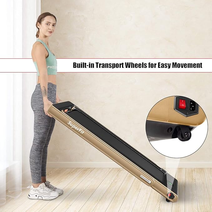 GYMAX Walking Pad, 2.25HP Foldable Treadmill with Smart App & Remote Control, Bluetooth LED Monitor, Small Spaces Compact Running Machine, Folding Portable Under Desk Treadmill for Home Office-StrideForce Fitness
