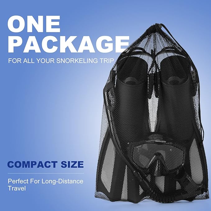 Odoland Kids Snorkeling Packages Snorkel Set, Dry Top Snorkel Mask with Adjustable Swim Fins for Boys and Girls Age 7-14-StrideForce Fitness