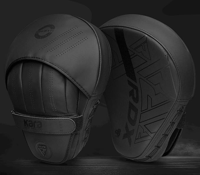 RDX Boxing Pads Curved Focus Mitts, Maya Hide Leather Kara Hook and jab Training Pads, Adjustable Strap Ventilated, MMA Muay Thai Kickboxing Coaching Martial Arts Punching Hand Target Strike Shield-StrideForce Fitness