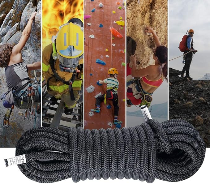 X XBEN Outdoor Climbing Rope 10M(32ft) 20M(64ft) 30M(96ft) 50M(160ft) 70M(230ft) 152M(500FT) 352M(1000FT) Static Rock Climbing Rope for Escape Rope Ice Climbing Equipment Fire Rescue Parachute-StrideForce Fitness