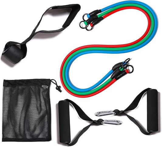 Resistance Bands with Handles for Working Out Women and Men, Exercise Bands with Door Anchor, Stretch Bands for Home Workouts, Simple Guide Included-StrideForce Fitness