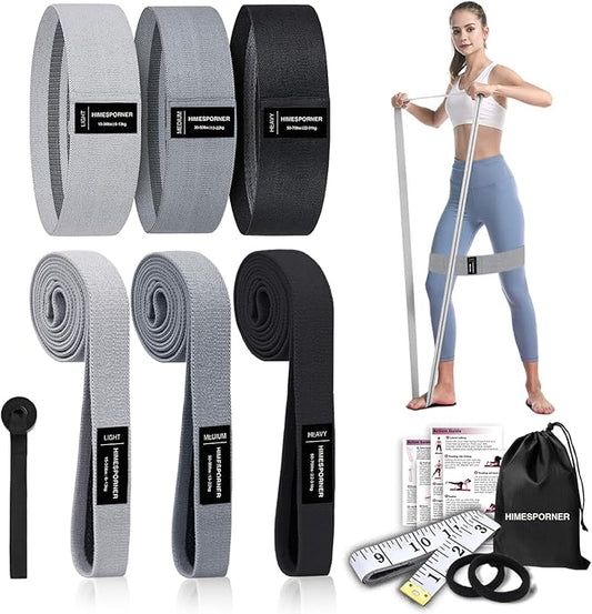 Wide Fabric Resistance Bands Set for Working Out, Non-Slip Exercise Booty Bands for Women & Men Leg and Glutes with Hair Ties and Tape Measure - for Home Gym Workout, Yoga, Pilates-StrideForce Fitness