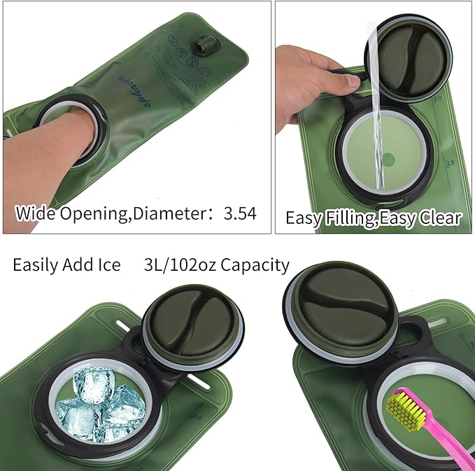 Hydration Bladder 2L-3L Water Storage Bag Reservoir,Military Hydration Pack Replacement for Hiking Biking Climbing Cycling Running Camping Backpack-StrideForce Fitness