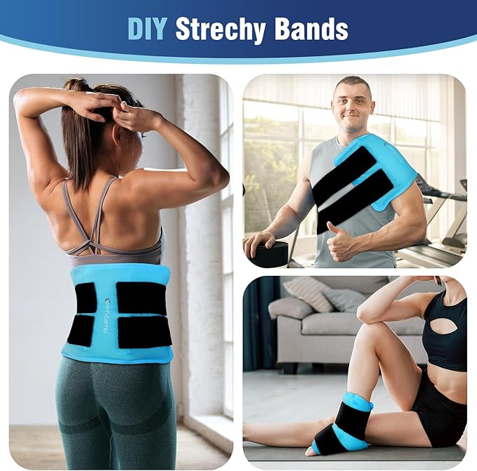 Comfytemp Wearable Ice Pack for Injuries Reusable Gel for Knee Shoulder Back Pain Relief, Arthritis with Instant Hot Cold Compress, Large Ice Pad, 2 Straps, 10.5"x14.5", Surgery Gift-StrideForce Fitness