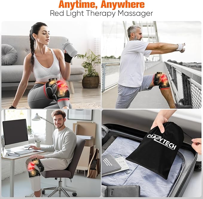 Upgraded Red Light Therapy Knee Brace - FSA HSA Eligible Knee Massager with 4 Vibration Areas, 660nm&850nm, Near Infrared Red Light Therapy Heated Device for Knee Elbow Shoulder Pain-StrideForce Fitness