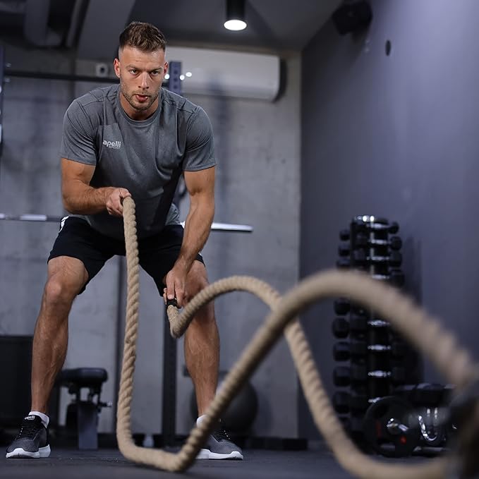 Capelli Sport Battling Ropes, Workout Battle Ropes for Strength Training and Cardio, Brown, 20 ft Length-StrideForce Fitness