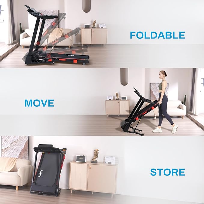 Treadmills for Home, 15% Auto Incline, 0.5-10 MPH, 18" Belt, 3 HP, 350lb Capacity, Foldable, Bluetooth App-StrideForce Fitness