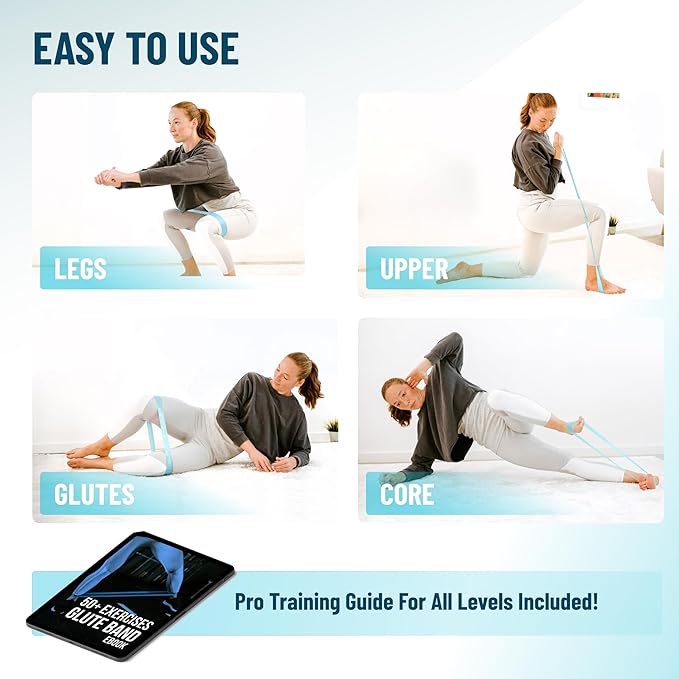 Fabric Mini Resistance Bands Sets for Trainers, Bootcamp, Gym for Men and Women in Fun Colors - Ebook, Videos and Workout Chart Included by Iron Core Fitness-StrideForce Fitness