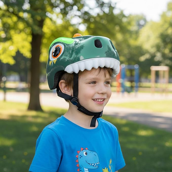 Dinosaur Bike Helmet for 1-3-5-8 Toddler Baby Kids, Lightweight Bicycle Helmet for Cycling Skateboard Roller Skate & Multi-Sports,2 Sizes for Boys and Girls-StrideForce Fitness