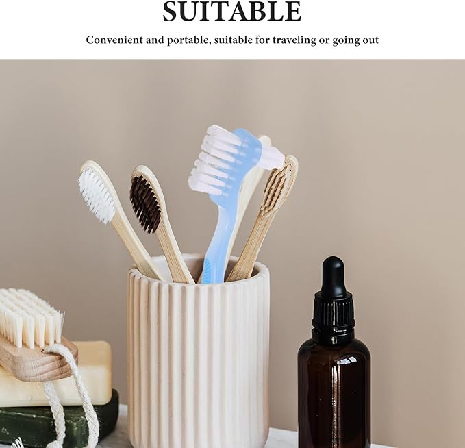 SOIMISS 4pcs Portable Denture Brush for Adults - Travel Size Dual-Ended Cleaning Brushes with Soft Bristles - Compact Dental Care Accessories for Retainer and False Teeth