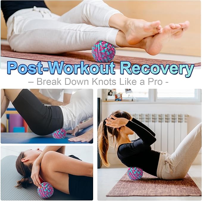 Deep Tissue Massage Ball for Exercise & Recovery - SGS Certification - Targets Back, Shoulder, Legs&Feet - Relieves Muscle Knots, Joint Pain&Tightness, Pressure Point Therapy- Myofascial Release Ball-StrideForce Fitness