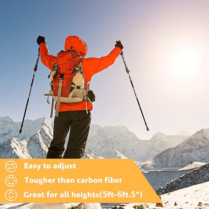 Covacure Trekking Poles Collapsible Hiking Poles - Aluminum Alloy 7075 Trekking Sticks with Quick Lock System, Telescopic, Collapsible, Ultralight for Hiking, Camping-StrideForce Fitness
